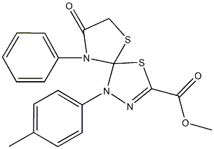 methyl 1-(4-methylphenyl)-8-oxo-9-phenyl-4,6-dithia-1,2,9-triazaspiro[4.4]non-2-ene-3-carboxylate Struktur