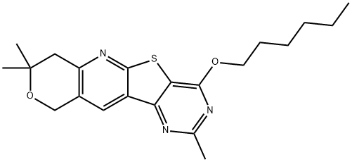 4-(hexyloxy)-2,8,8-trimethyl-7,10-dihydro-8H-pyrano[3'',4'':5',6']pyrido[3',2':4,5]thieno[3,2-d]pyrimidine Struktur