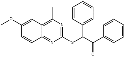 2-[(6-methoxy-4-methylquinazolin-2-yl)sulfanyl]-1,2-diphenylethanone Struktur