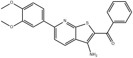 [3-amino-6-(3,4-dimethoxyphenyl)thieno[2,3-b]pyridin-2-yl](phenyl)methanone Struktur