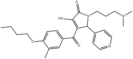 4-(4-butoxy-3-methylbenzoyl)-1-[3-(dimethylamino)propyl]-3-hydroxy-5-pyridin-4-yl-1,5-dihydro-2H-pyrrol-2-one Struktur