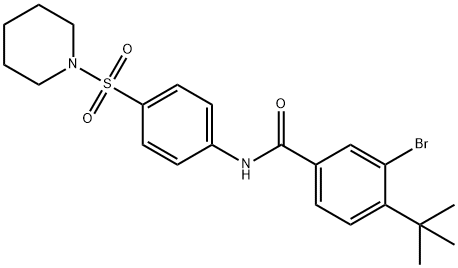 3-bromo-4-tert-butyl-N-[4-(1-piperidinylsulfonyl)phenyl]benzamide Struktur