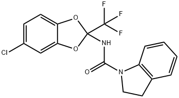 N-[5-chloro-2-(trifluoromethyl)-1,3-benzodioxol-2-yl]-1-indolinecarboxamide Struktur