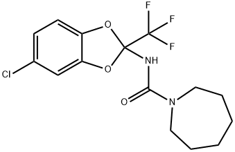 N-[5-chloro-2-(trifluoromethyl)-1,3-benzodioxol-2-yl]-1-azepanecarboxamide Struktur