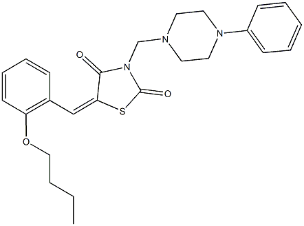 5-(2-butoxybenzylidene)-3-[(4-phenyl-1-piperazinyl)methyl]-1,3-thiazolidine-2,4-dione Struktur