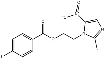 2-{5-nitro-2-methyl-1H-imidazol-1-yl}ethyl 4-fluorobenzoate Struktur