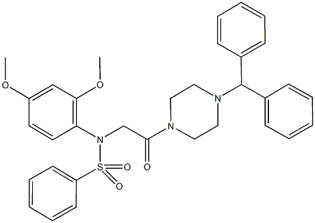 N-[2-(4-benzhydryl-1-piperazinyl)-2-oxoethyl]-N-(2,4-dimethoxyphenyl)benzenesulfonamide Struktur