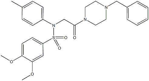 N-[2-(4-benzyl-1-piperazinyl)-2-oxoethyl]-3,4-dimethoxy-N-(4-methylphenyl)benzenesulfonamide Struktur