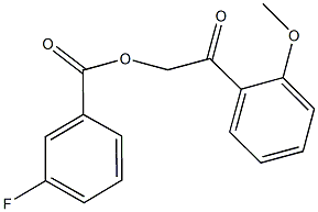 2-(2-methoxyphenyl)-2-oxoethyl 3-fluorobenzoate Struktur