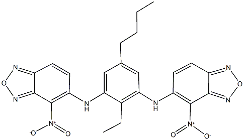 5-[5-butyl-2-ethyl-3-({4-nitro-2,1,3-benzoxadiazol-5-yl}amino)anilino]-4-nitro-2,1,3-benzoxadiazole Struktur