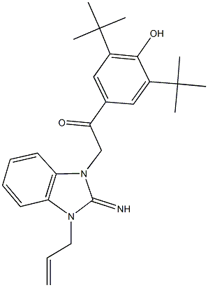 2-(3-allyl-2-imino-2,3-dihydro-1H-benzimidazol-1-yl)-1-(3,5-ditert-butyl-4-hydroxyphenyl)ethanone Struktur