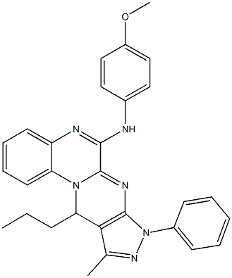 N-(4-methoxyphenyl)-N-(10-methyl-8-phenyl-11-propyl-8,11-dihydropyrazolo[3',4':4,5]pyrimido[1,2-a]quinoxalin-6-yl)amine Struktur