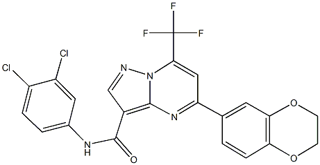 N-(3,4-dichlorophenyl)-5-(2,3-dihydro-1,4-benzodioxin-6-yl)-7-(trifluoromethyl)pyrazolo[1,5-a]pyrimidine-3-carboxamide Struktur