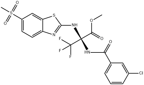 methyl 2-[(3-chlorobenzoyl)amino]-3,3,3-trifluoro-2-{[6-(methylsulfonyl)-1,3-benzothiazol-2-yl]amino}propanoate Struktur