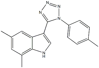 5,7-dimethyl-3-[1-(4-methylphenyl)-1H-tetraazol-5-yl]-1H-indole Struktur