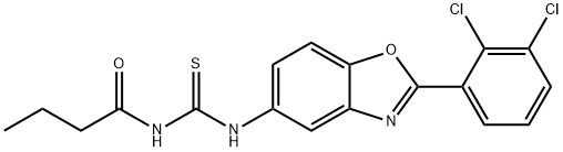 N-butyryl-N'-[2-(2,3-dichlorophenyl)-1,3-benzoxazol-5-yl]thiourea Struktur