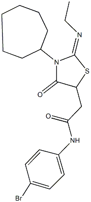 N-(4-bromophenyl)-2-[3-cycloheptyl-2-(ethylimino)-4-oxo-1,3-thiazolidin-5-yl]acetamide Struktur