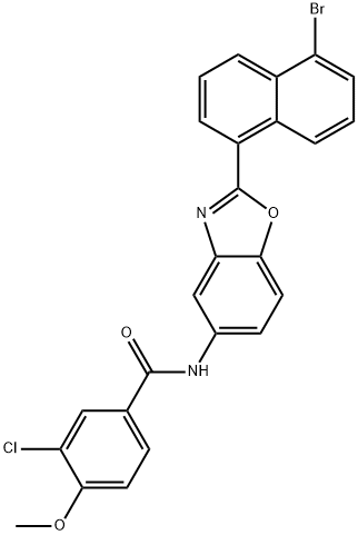 N-[2-(5-bromo-1-naphthyl)-1,3-benzoxazol-5-yl]-3-chloro-4-methoxybenzamide Struktur