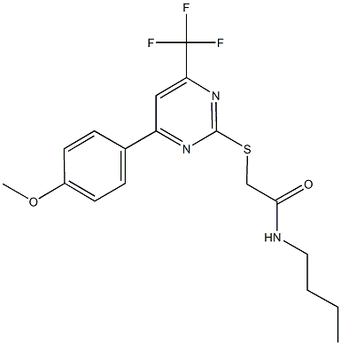 N-butyl-2-{[4-(4-methoxyphenyl)-6-(trifluoromethyl)-2-pyrimidinyl]sulfanyl}acetamide Struktur