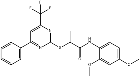 N-(2,4-dimethoxyphenyl)-2-{[4-phenyl-6-(trifluoromethyl)-2-pyrimidinyl]sulfanyl}propanamide Struktur