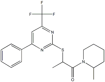 1-methyl-2-(2-methyl-1-piperidinyl)-2-oxoethyl 4-phenyl-6-(trifluoromethyl)-2-pyrimidinyl sulfide Struktur