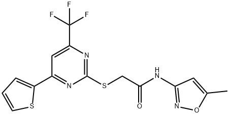 N-(5-methyl-3-isoxazolyl)-2-{[4-(2-thienyl)-6-(trifluoromethyl)-2-pyrimidinyl]sulfanyl}acetamide Struktur