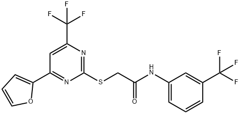 2-{[4-(2-furyl)-6-(trifluoromethyl)-2-pyrimidinyl]sulfanyl}-N-[3-(trifluoromethyl)phenyl]acetamide Struktur