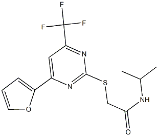 2-{[4-(2-furyl)-6-(trifluoromethyl)-2-pyrimidinyl]sulfanyl}-N-isopropylacetamide Struktur