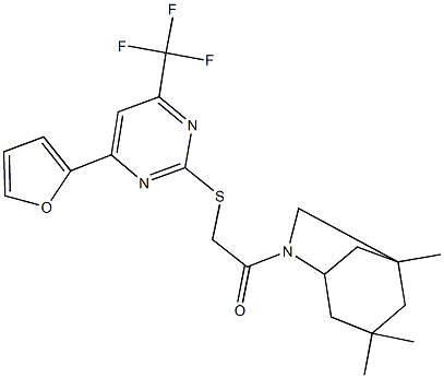 4-(2-furyl)-6-(trifluoromethyl)-2-pyrimidinyl 2-oxo-2-(1,3,3-trimethyl-6-azabicyclo[3.2.1]oct-6-yl)ethyl sulfide Struktur