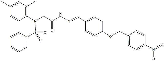 N-(2,4-dimethylphenyl)-N-(2-{2-[4-({4-nitrobenzyl}oxy)benzylidene]hydrazino}-2-oxoethyl)benzenesulfonamide Struktur