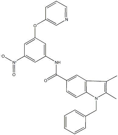 1-benzyl-N-[3-nitro-5-(3-pyridinyloxy)phenyl]-2,3-dimethyl-1H-indole-5-carboxamide Struktur