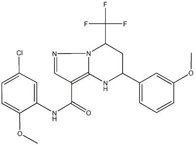 N-(5-chloro-2-methoxyphenyl)-5-(3-methoxyphenyl)-7-(trifluoromethyl)-4,5,6,7-tetrahydropyrazolo[1,5-a]pyrimidine-3-carboxamide Struktur