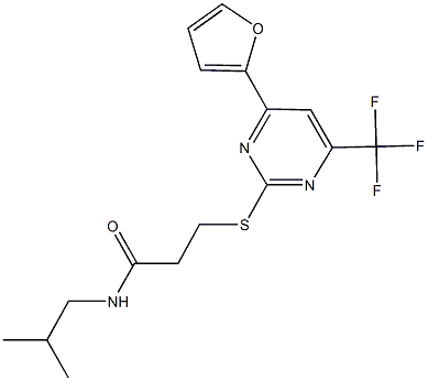 3-{[4-(2-furyl)-6-(trifluoromethyl)-2-pyrimidinyl]sulfanyl}-N-isobutylpropanamide Struktur