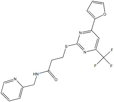 3-{[4-(2-furyl)-6-(trifluoromethyl)-2-pyrimidinyl]sulfanyl}-N-(2-pyridinylmethyl)propanamide Struktur