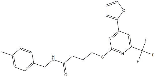 4-{[4-(2-furyl)-6-(trifluoromethyl)-2-pyrimidinyl]sulfanyl}-N-(4-methylbenzyl)butanamide Struktur