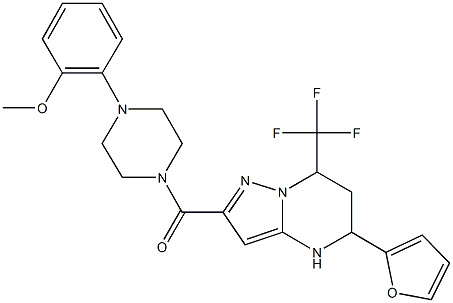 2-(4-{[5-(2-furyl)-7-(trifluoromethyl)-4,5,6,7-tetrahydropyrazolo[1,5-a]pyrimidin-2-yl]carbonyl}-1-piperazinyl)phenyl methyl ether Struktur