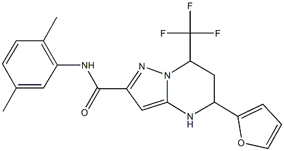 N-(2,5-dimethylphenyl)-5-(2-furyl)-7-(trifluoromethyl)-4,5,6,7-tetrahydropyrazolo[1,5-a]pyrimidine-2-carboxamide Struktur