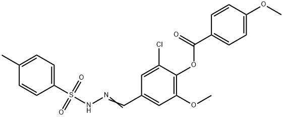 2-chloro-6-methoxy-4-{2-[(4-methylphenyl)sulfonyl]carbohydrazonoyl}phenyl 4-methoxybenzoate Struktur