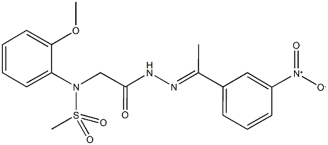 N-{2-[2-(1-{3-nitrophenyl}ethylidene)hydrazino]-2-oxoethyl}-N-(2-methoxyphenyl)methanesulfonamide Struktur