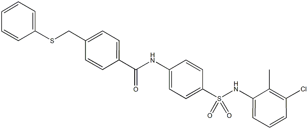 N-{4-[(3-chloro-2-methylanilino)sulfonyl]phenyl}-4-[(phenylsulfanyl)methyl]benzamide Struktur