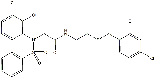 N-{2-[(2,4-dichlorobenzyl)sulfanyl]ethyl}-2-[2,3-dichloro(phenylsulfonyl)anilino]acetamide Struktur