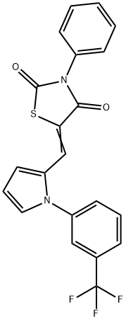 3-phenyl-5-({1-[3-(trifluoromethyl)phenyl]-1H-pyrrol-2-yl}methylene)-1,3-thiazolidine-2,4-dione Struktur