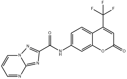 N-[2-oxo-4-(trifluoromethyl)-2H-chromen-7-yl][1,2,4]triazolo[1,5-a]pyrimidine-2-carboxamide Struktur