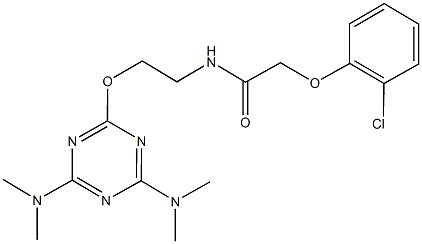 N-(2-{[4,6-bis(dimethylamino)-1,3,5-triazin-2-yl]oxy}ethyl)-2-(2-chlorophenoxy)acetamide Struktur