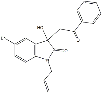 1-allyl-5-bromo-3-hydroxy-3-(2-oxo-2-phenylethyl)-1,3-dihydro-2H-indol-2-one Struktur