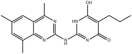 5-propyl-2-[(4,6,8-trimethylquinazolin-2-yl)amino]pyrimidine-4,6-diol Struktur