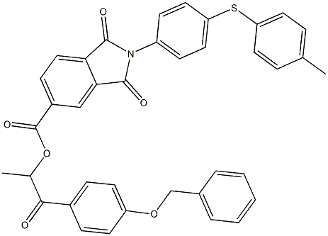 2-[4-(benzyloxy)phenyl]-1-methyl-2-oxoethyl 2-{4-[(4-methylphenyl)sulfanyl]phenyl}-1,3-dioxo-5-isoindolinecarboxylate Struktur