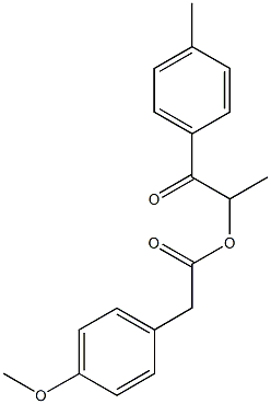 1-methyl-2-(4-methylphenyl)-2-oxoethyl (4-methoxyphenyl)acetate Struktur