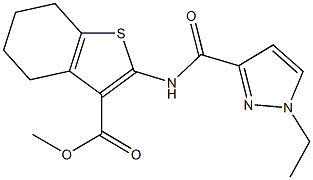 methyl 2-{[(1-ethyl-1H-pyrazol-3-yl)carbonyl]amino}-4,5,6,7-tetrahydro-1-benzothiophene-3-carboxylate Struktur