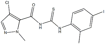 N-[(4-chloro-1-methyl-1H-pyrazol-5-yl)carbonyl]-N'-(4-iodo-2-methylphenyl)thiourea Struktur